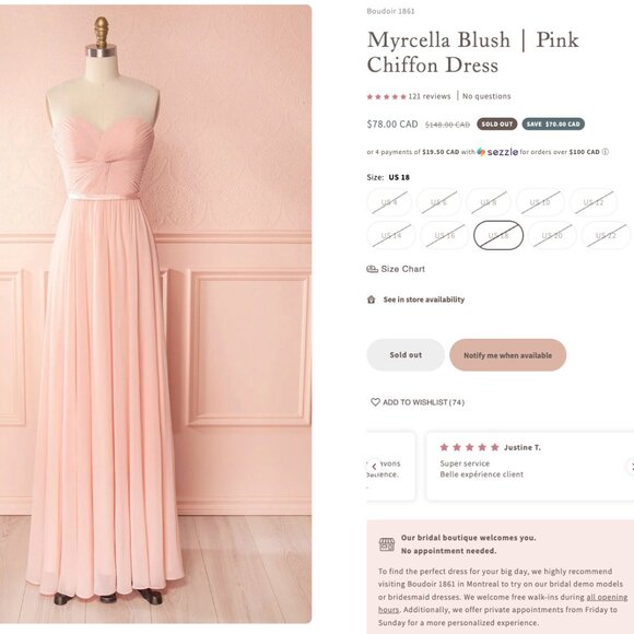 Boutique 1861 Pink Chiffon Dress - NWT, Plus Size 18 - Picture 15 of 15